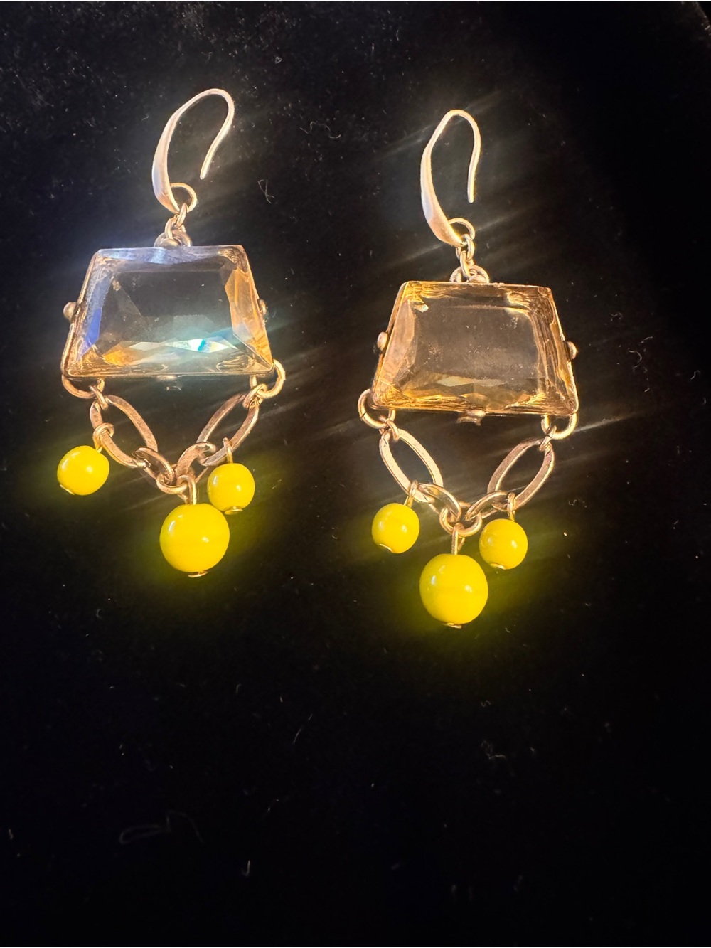 1930-1940  Czech Glass Bead Drop Crystal Dangle Earrings